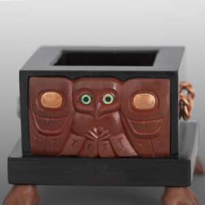 Great Northern Owl Box
Gary Olver
Woodland Cree
Argillite, catlinite, abalone, copper
3½” x 1¾” x 1¾"
6500