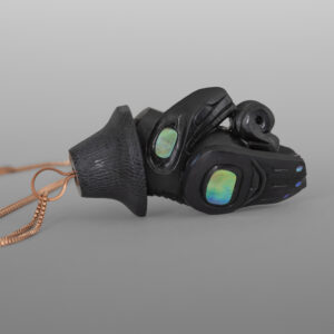 Raven Chief Pendant
Gary Olver
Woodland Cree
Argillite, abalone, copper
1½” x ¾” x ¾"
2800