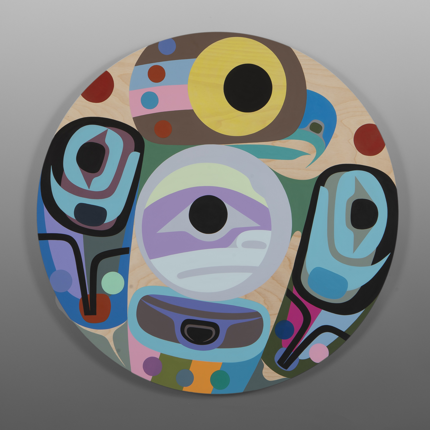 Owl's Moon
Steve Smith - Dla'kwagila
Oweekeno
Acrylic on birch
28" dia. x 1½”
