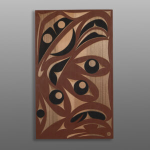 Red Hawk Panel
Andy Peterson
Coast Salish
Red cedar, paint
30" x 18"
1,600