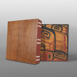 Human & Eagle Bentwood Box (1988)
John Livingston (1951 - 2019)
Adopted Kwakwaka'wakw
Red cedar, opercula, paint
19" x 19" x 19"
7,500