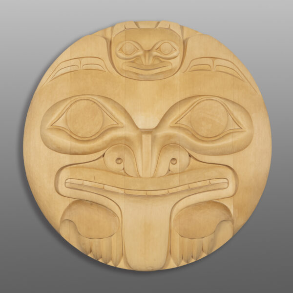 Bear Mother Panel - Taan Nisla
Ernest Swanson
Haida
Yellow cedar
23½” dia. x 1½”
Panel Show 2025