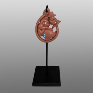 Human & Wolf Halibut Fishing Pendant
Gary Olver
Woodland Cree
Catlinite, abalone, custom stand
1¾” x 1¼” x ½” (4" with stand)
3200