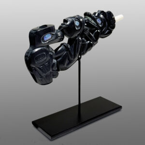 The Messengers
Gary Olver
Woodland Cree
Argillite, abalone, bone, custom stand
5” x 2¼” x ½” (4½" with stand)
7,400