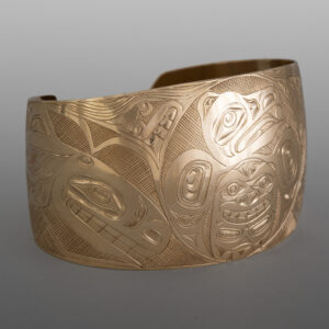 Orcas of the Raven Clan Bracelet
Kelvin Thompson
Salteaux
14 karat gold
5¾" x 1½"
9,000