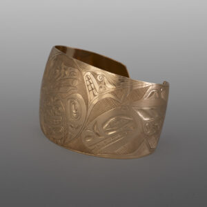 Orcas of the Raven Clan Bracelet
Kelvin Thompson
Salteaux
14 karat gold
5¾" x 1½"
9,000