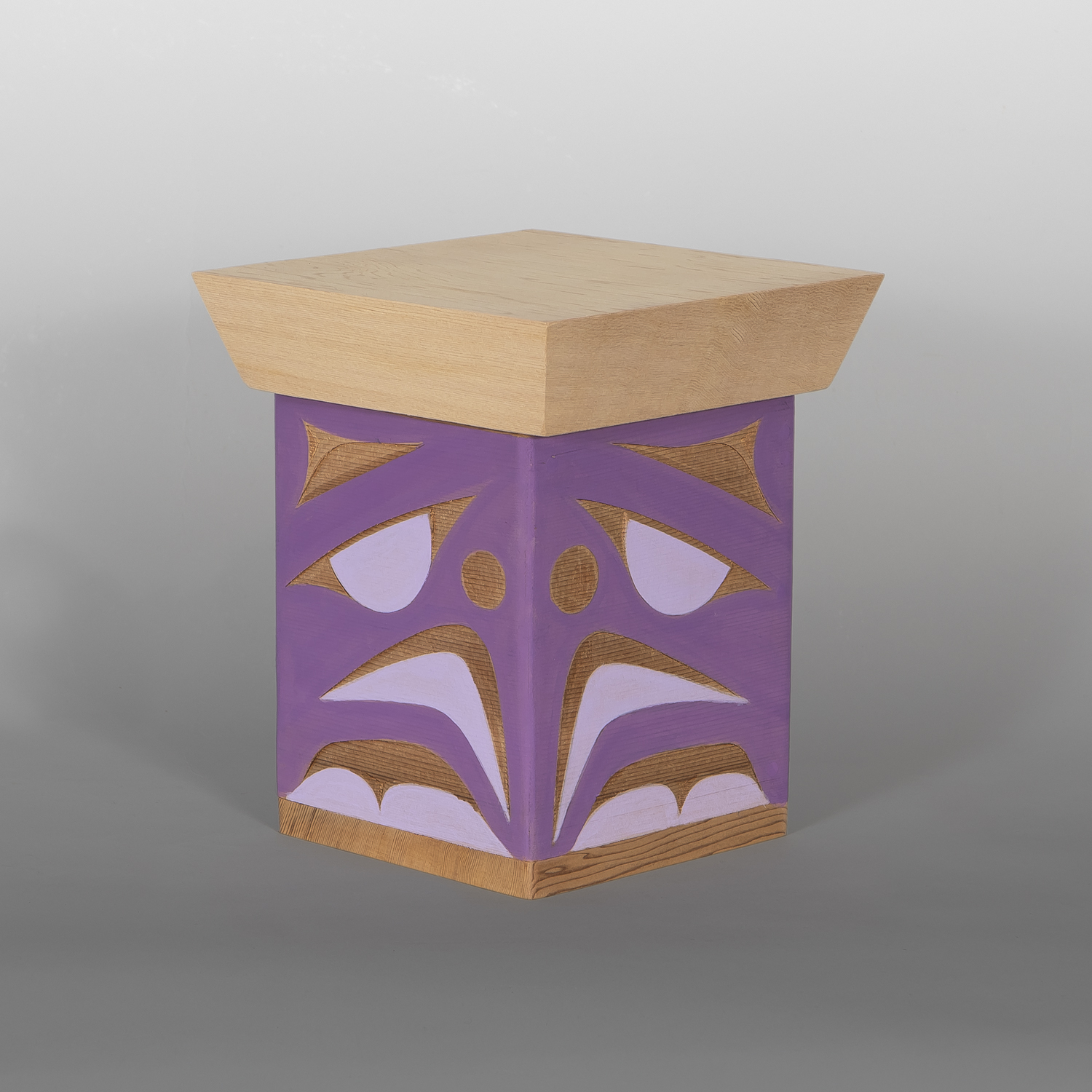 Purple Finch Bentwood Box
Andy Peterson
Coast Salish
Red cedar, yellow cedar, paint
7½" x 6½" x 6½"
475
