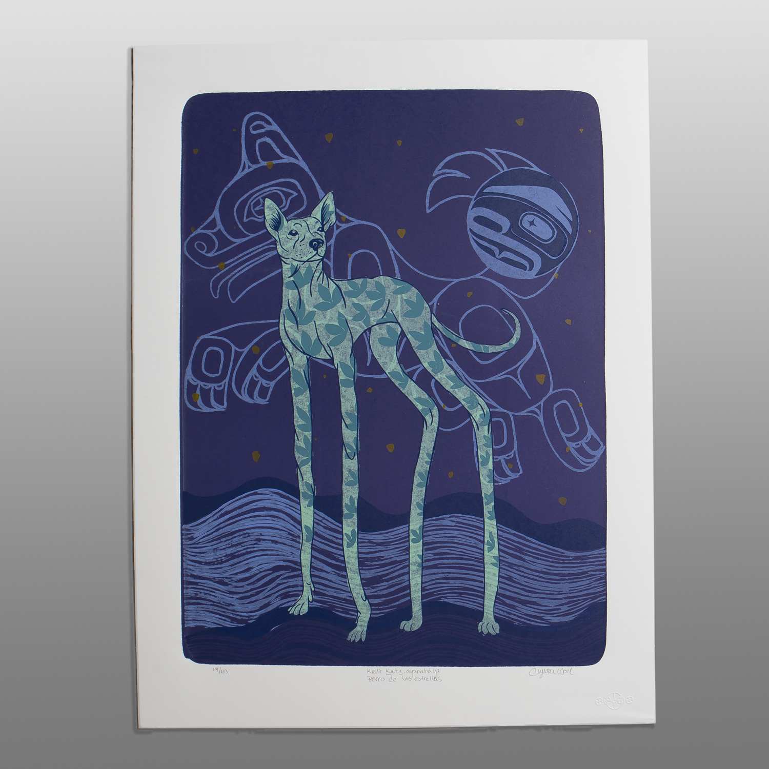 Keitl Kutx.ayanaháyi (Dog of the Stars)
Crystal Worl
Tlingit
Stone lithograph
27¼" x 20½"
850