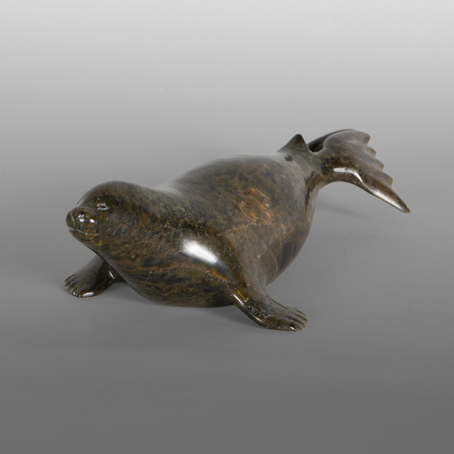 Gentle Seal
Emataluk Saggiak
Inuit
Serpentine
10¼" x 6" x 3"
$1300