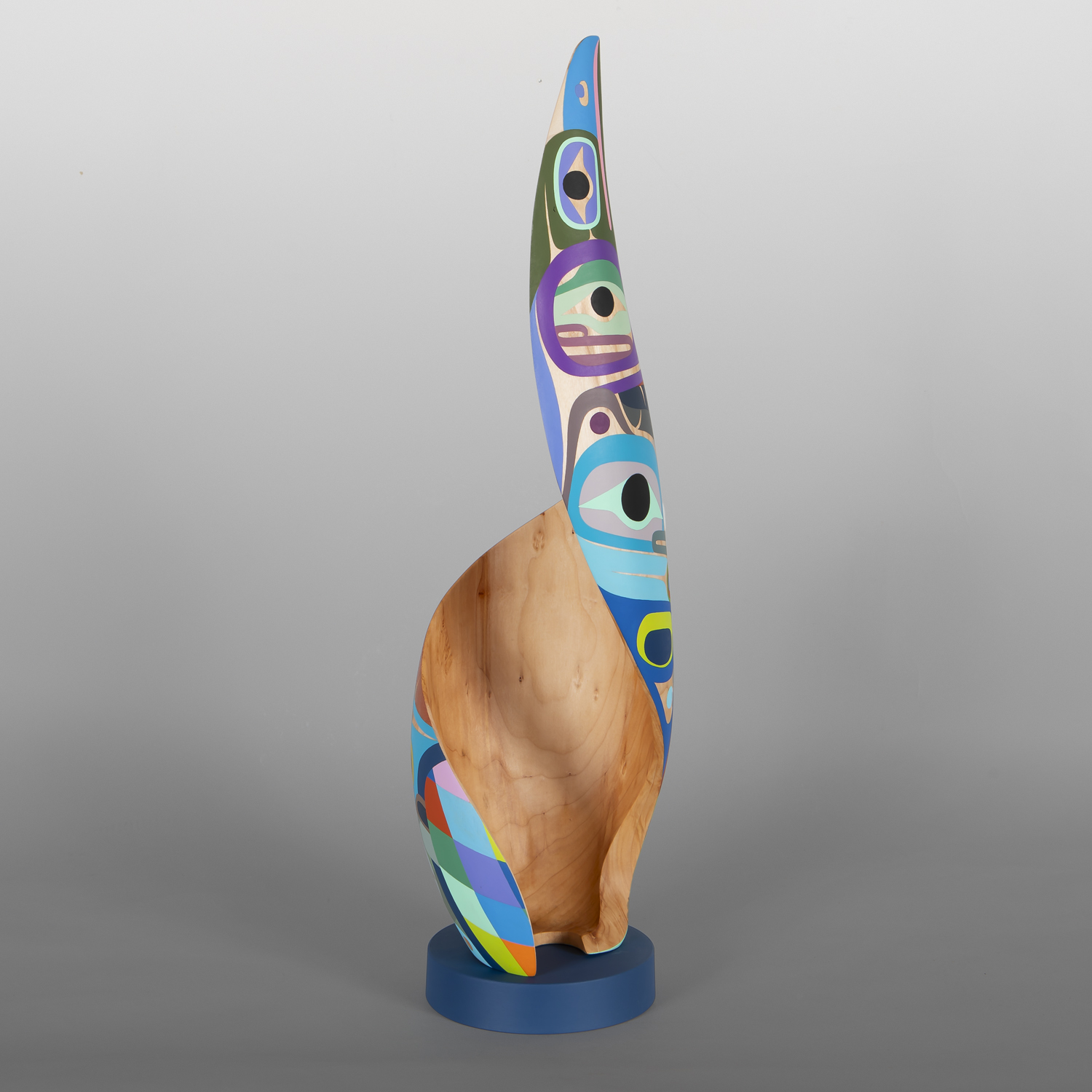 Unity Spiral
Steve Smith - Dla'kwagila
Oweekeno
Acrylic on turned maple
21" x 6" dia.
(5" dia. base)
$