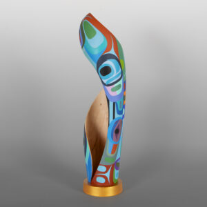 Family Spiral
Steve Smith - Dla'kwagila
Oweekeno
20" x 5" dia.
(4½" dia. base)
Acrylic on turned maple
$