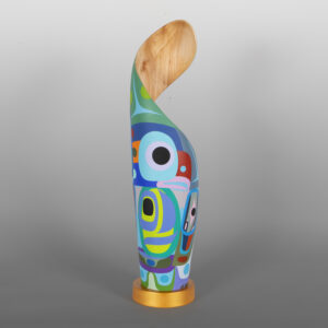 Family Spiral
Steve Smith - Dla'kwagila
Oweekeno
20" x 5" dia.
(4½" dia. base)
Acrylic on turned maple
$