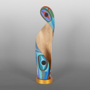 Family Spiral
Steve Smith - Dla'kwagila
Oweekeno
20" x 5" dia.
(4½" dia. base)
Acrylic on turned maple
$
