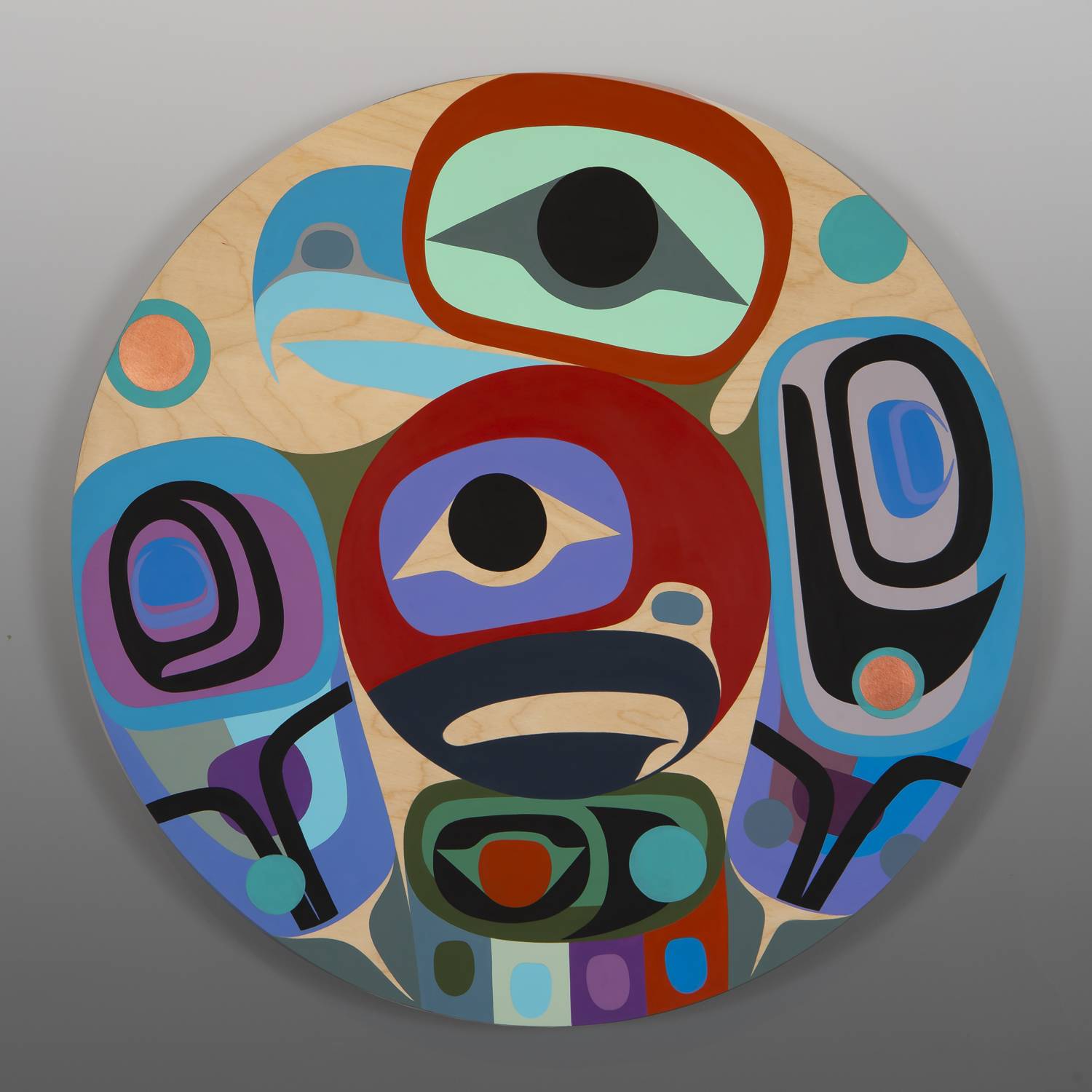 Double Happiness
Steve Smith - Dla'kwagila
Oweekeno
Acrylic on birch panel
22" dia. x 1⅝"
4,000