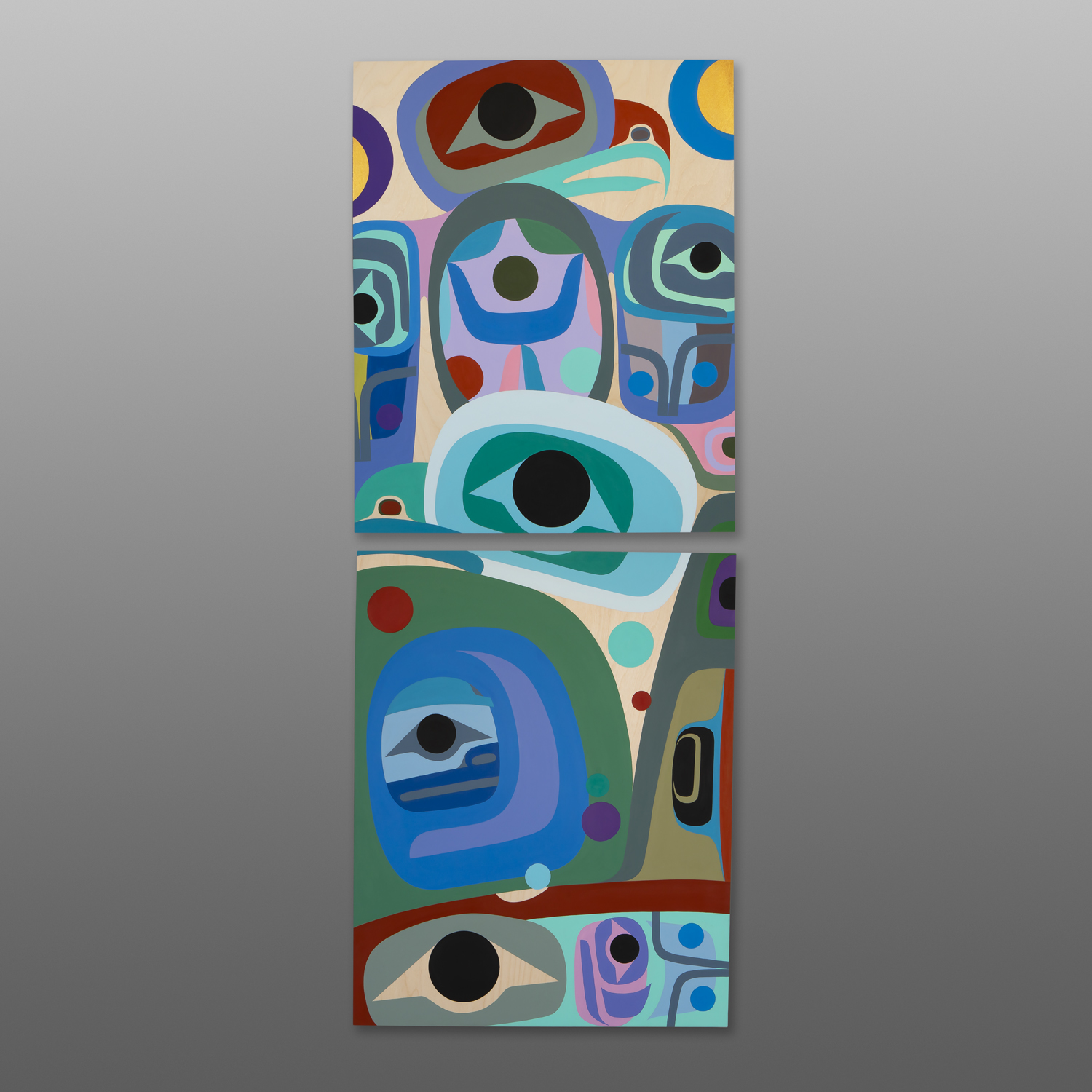 Contentment
Steve Smith - Dla'kwagila
Oweekeno
Acrylic on birch panel diptych
60" x 24" x 1⅝"
$