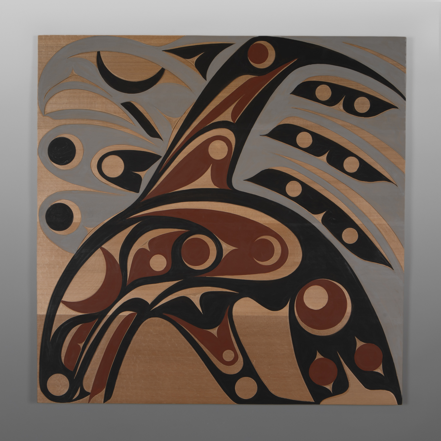 Whale and Sea Bird Panel
Andy Peterson
Coast Salish
Red cedar, paint
35¾" x 35¾"
$3400