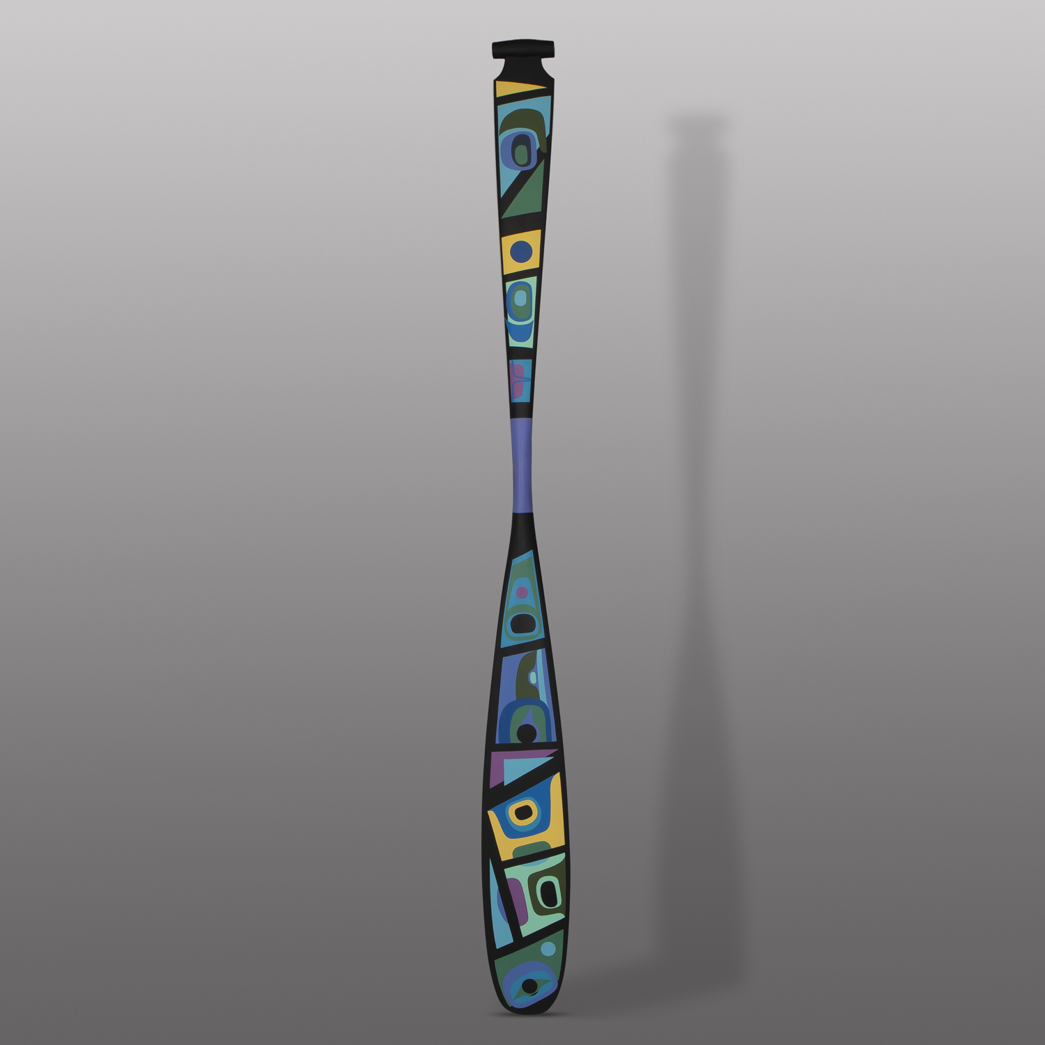 Belonging Paddle
Steve Smith - Dla'kwagila
Oweekeno
Acrylic on yellow cedar
61½" x 5¾" x 1½"
8,500