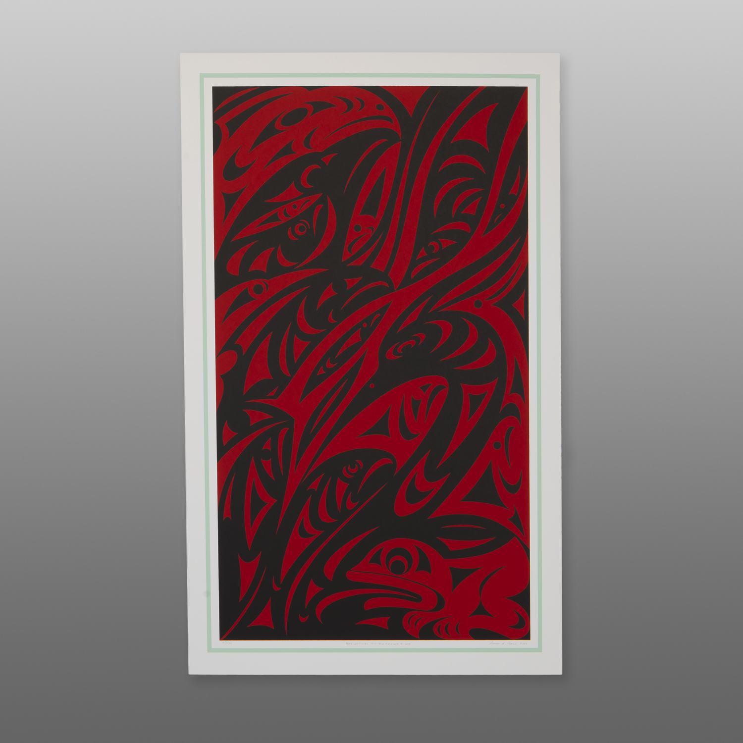 Reflections Off The Fraser River: State IV 'Black then Red'
Susan Point
Coast Salish
Serigraph
18" x 29"
525