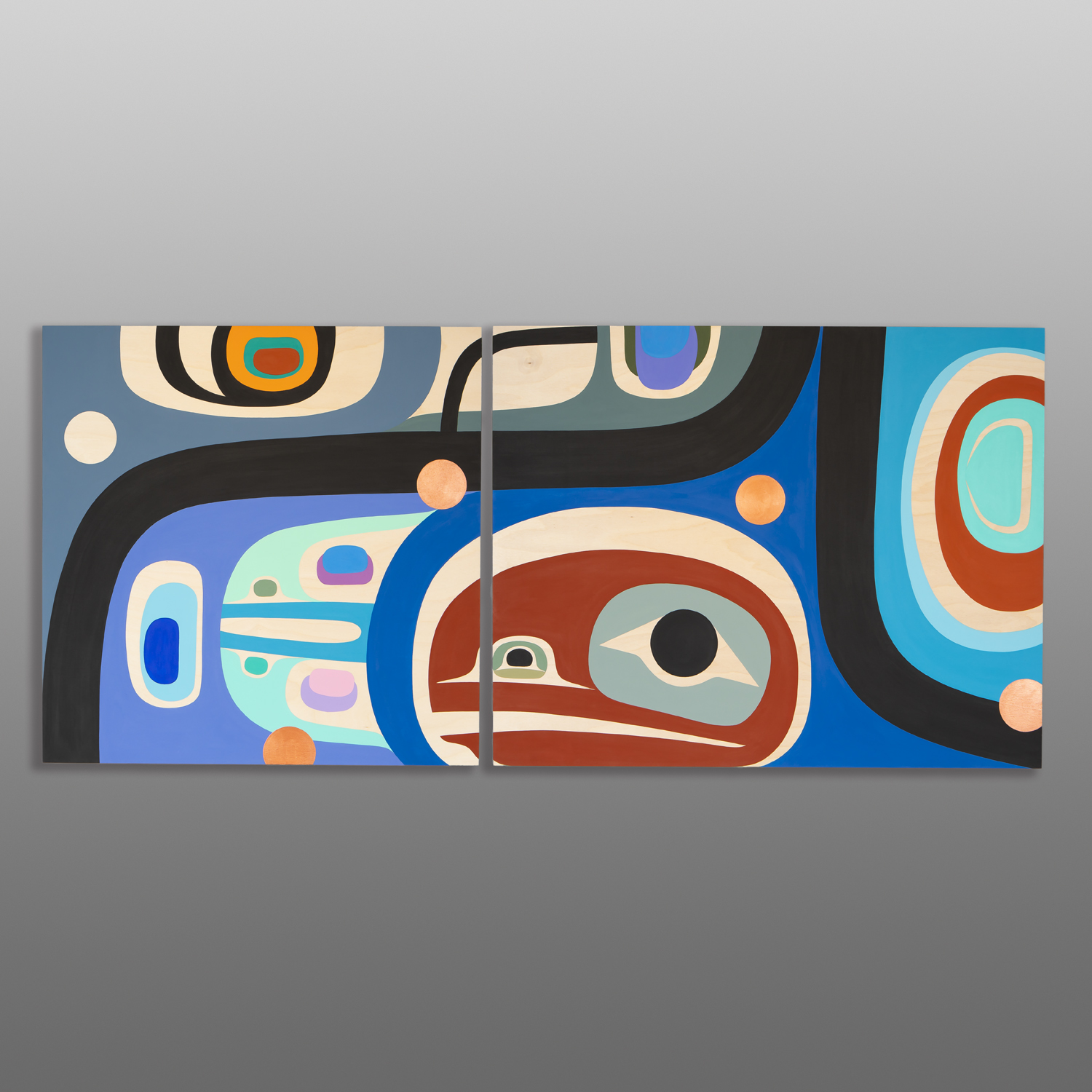 Family
Steve Smith - Dla'kwagila
Oweekeno
Acrylic on birch panel
54" x 24" x 1⅝"
8,400