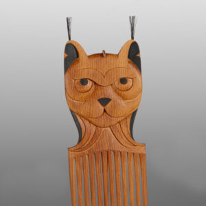 Lynx Comb
Dean Hunt
Heiltsuk (Canada)

Red cedar, copper, paint, horse hair, abalone
9¾" x 3½" x 3½”
1,600