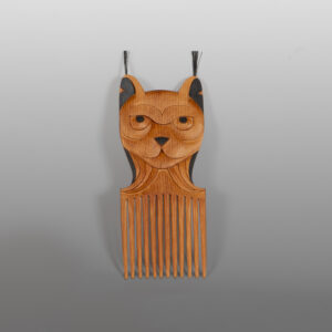 Lynx Comb
Dean Hunt
Heiltsuk (Canada)

Red cedar, copper, paint, horse hair, abalone
9¾" x 3½" x 3½”
1,600