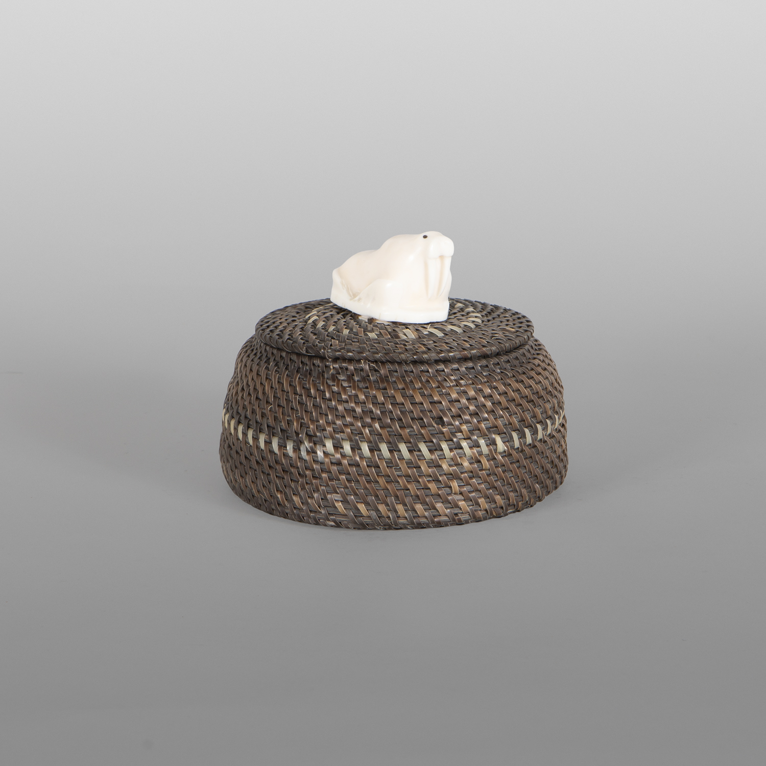 Baleen Basket (1990)
Marilyn Hank
Inupiaq

Baleen, walrus ivory
4¾" x 4¾" x 3¾”
2,800