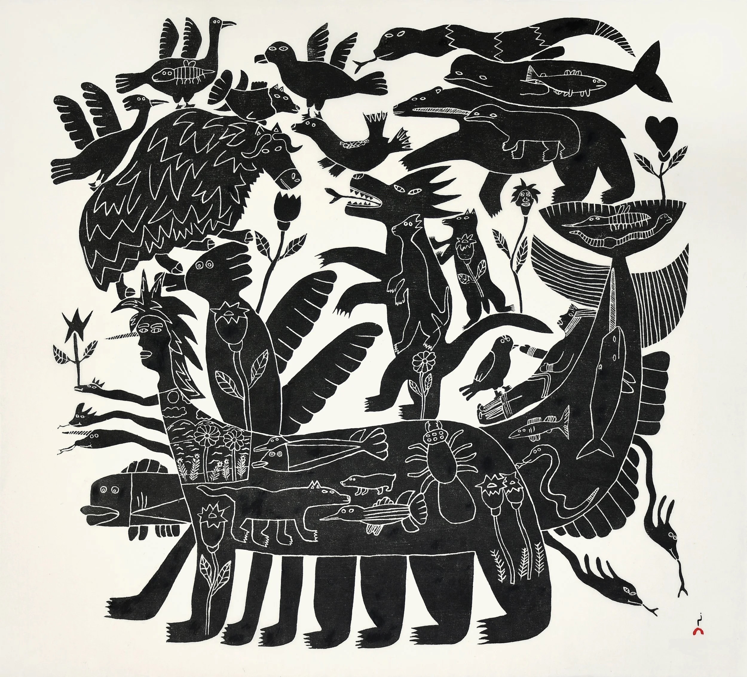 Dinosaur Riding Transformation
Pitsiulaq Qimirpik
Stonecut 
24 ½” x 27” 
$750
26-15
