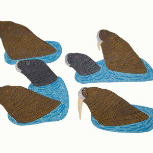 PAUOJOUNGIE SAGGIAK Uutuit (Walruses on Top of Ice) Stonecut Printer: Qiatsuk Niviaqsi 49 x 68.5 cm; 19 1/4 x 27 in. $560 US