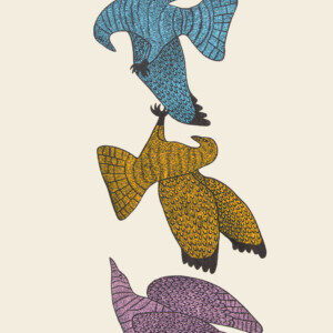 QUVIANAQTUK PUDLAT Aerial Courtship Stonecut Printer: Qiatsuk Niviaqsi 62 x 35.3 cm; 24 1/2 x 14 in. $560 US