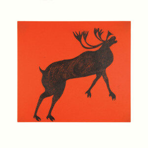 QUVIANAQTUK PUDLAT Rearing Caribou Etching & Chine Collé Printer: Studio PM 66 x 71 cm; 26 x 28 in. $720 US