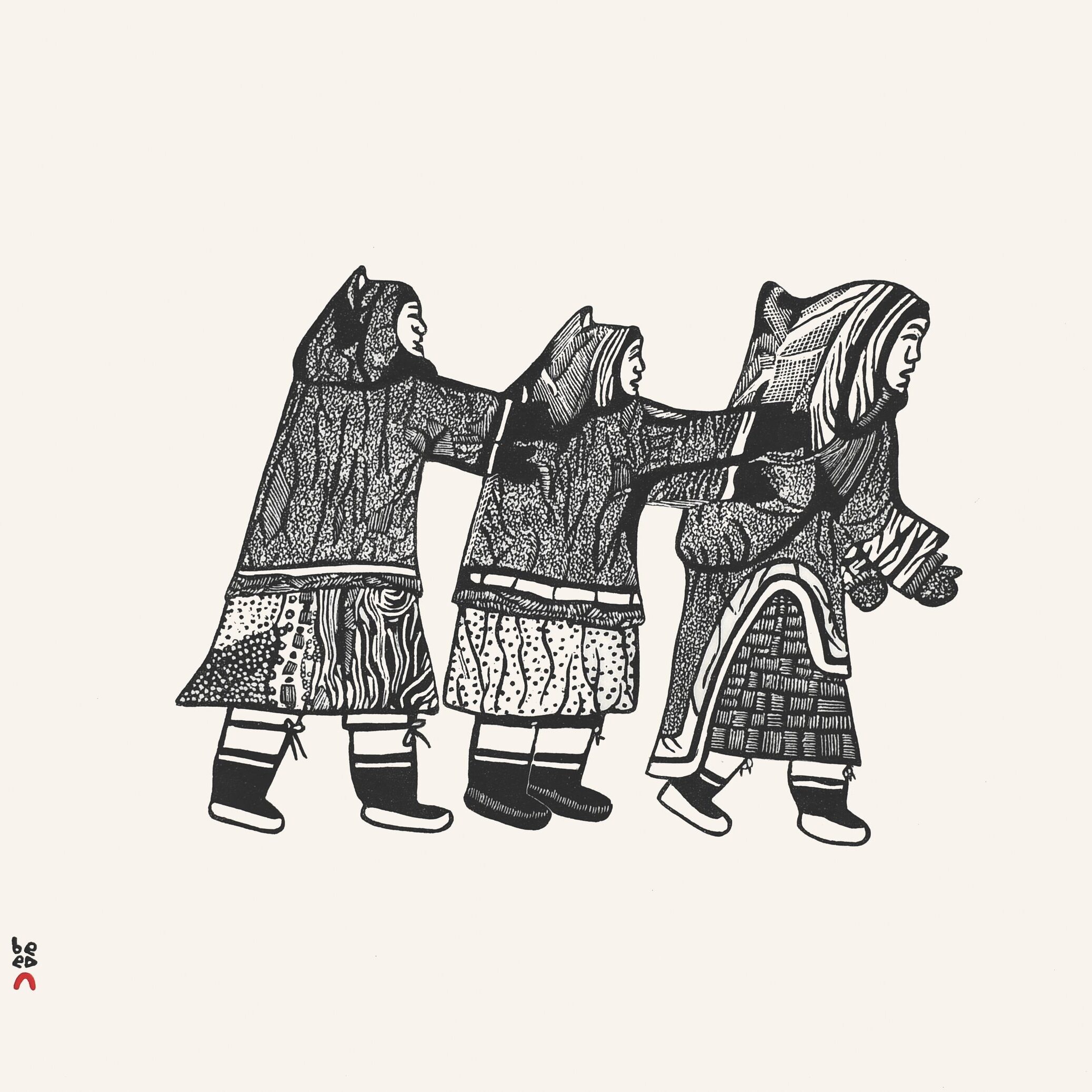 PITALOOSIE SAILA
26. Three Women Playing
Stonecut
Paper: Kizuki Kozo Natural
Printer: Qavavau Manumie
49.5 x 59 cm
19 ½” x 23 ¼”
$ 600
$480
450