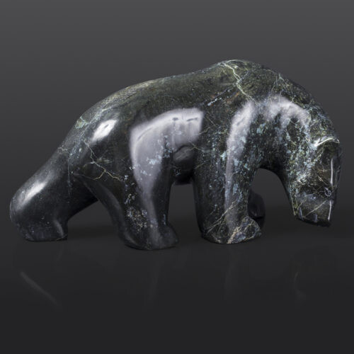 Polar Bear (14093) x Tony Ohotaq Inuit Serpentine 9” x 4” x 5” $895 arctic sculpture cape dorset stone sculpture