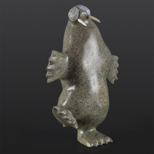 Nimble Walrus Pudlauk Shaa Inuit Serpentine 8” x 3¾” x 10” $1100
