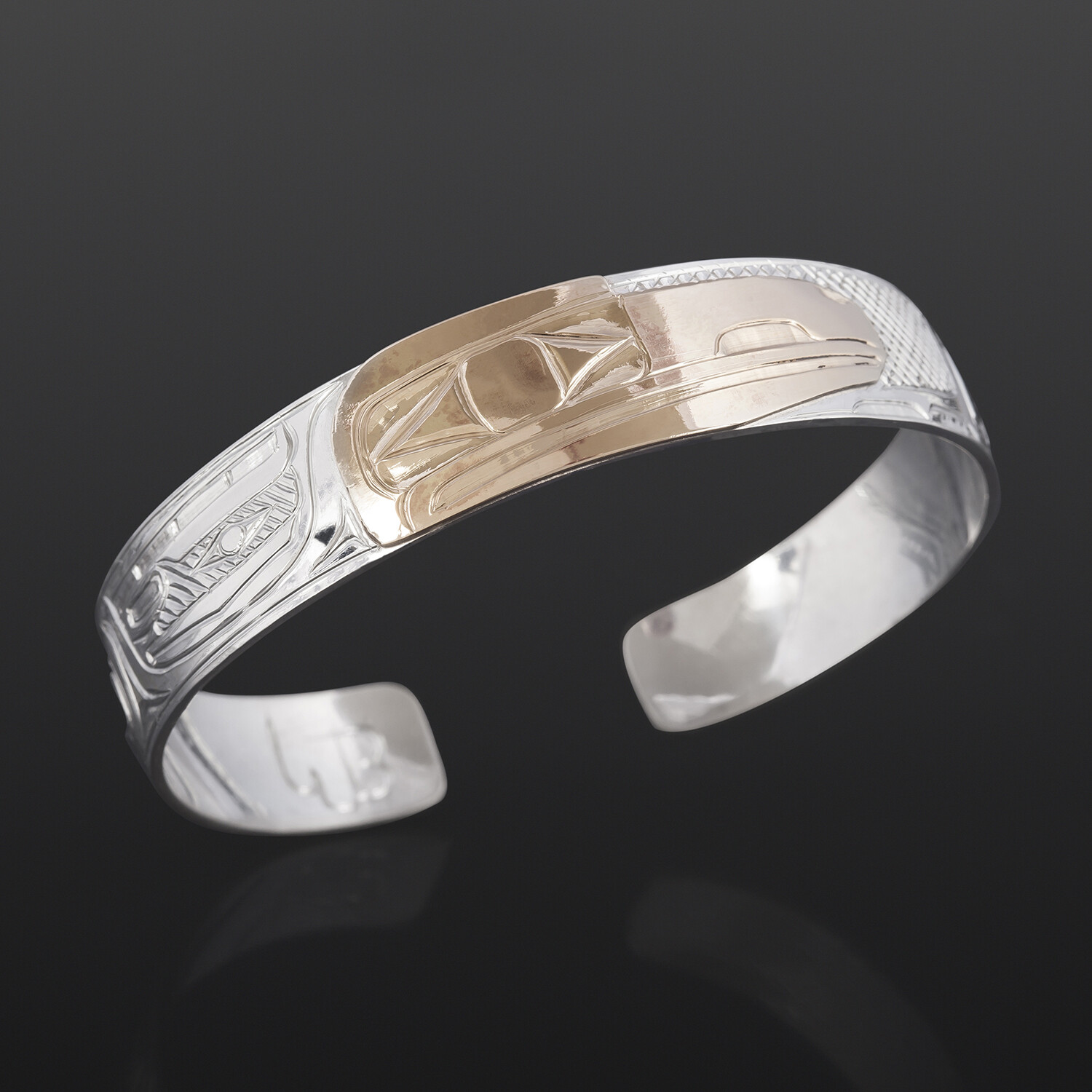 Raven Clan Bracelet William Bedard Haida Silver, 14k gold