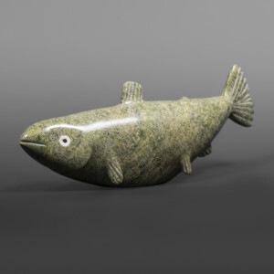 Chubby Fish
Ottokie Aningmiuq
Inuit
Serpentine, bone #74
10" x 4" x 2"