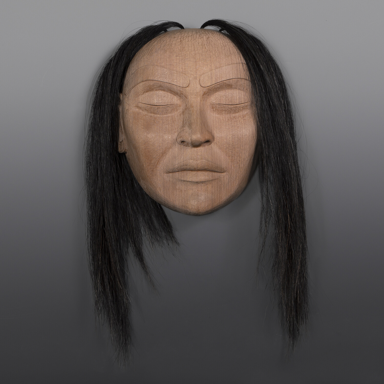 Portrait Mask
Raymond Shaw
Kwakwaka'wakw
Red cedar, horsehair
14" x 13" x 5½”
$4000