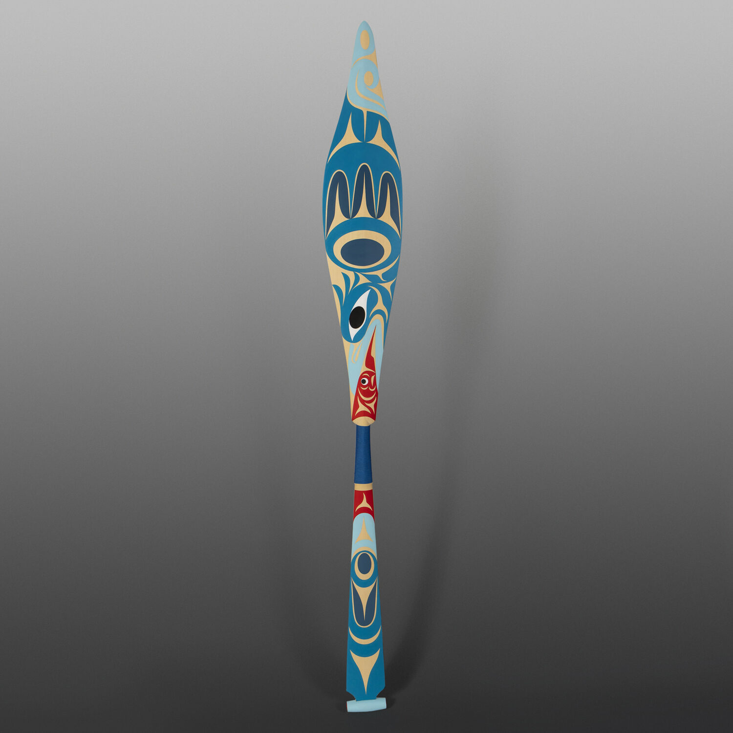 Blue Heron Paddle
Maynard Johnny Jr
Coast Salish
Yellow cedar, red paint, twine
63" x 7" x 1½”
$2900