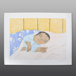 Happy Simeonie Sleeping
(My Brother's Son)
Kudlaujuk Ashoona
Color pencil  on paper
23" x 30"
$800
