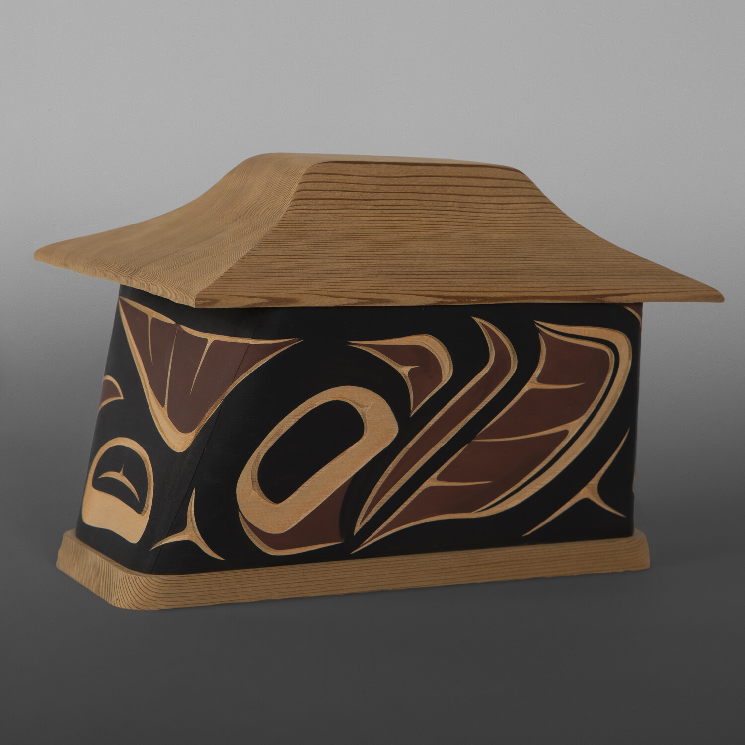 Salmon Canoe Box
Troy Bellerose
Coast Salish/Cree
Red & yellow cedar, paint
8" x 5½" x 5"
$500