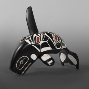 Diving Orca
Harris Smith
Oweekeno
Yellow cedar, paint, glass
13" x 11½" x 6½"
$1200