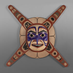Ts'msyen Sun
David A Boxley
Tsimshian
Red ceder, opercula, paint
30" x 27" x 5"
$12,000