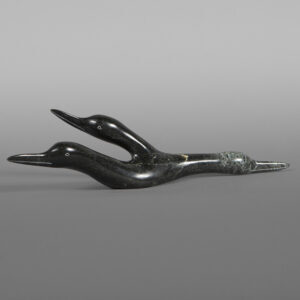 Three Loons Emerge
Ningeosiaq Ashoona
Inuit
Serpentine
11 ½” x 3” x 2”
$800

