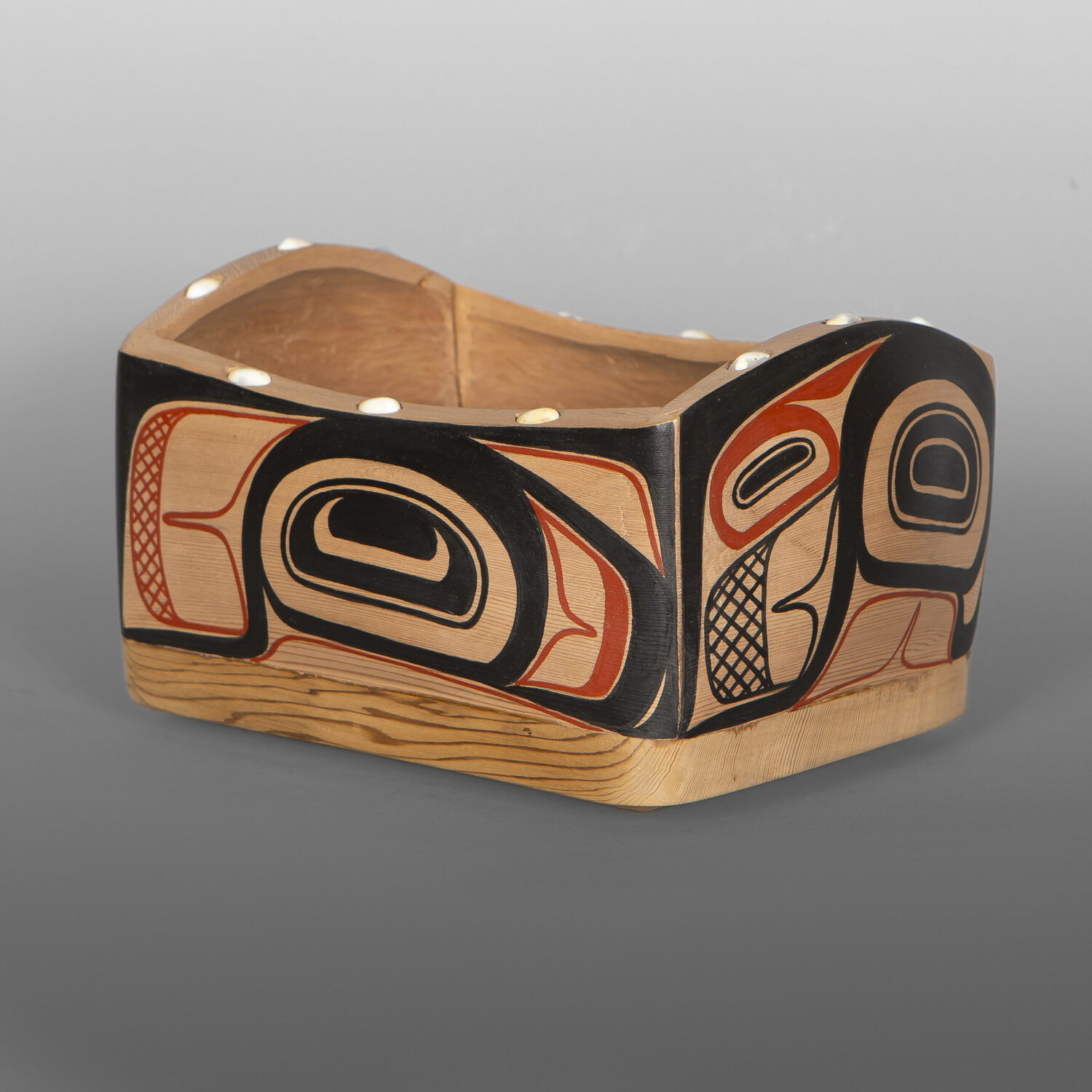Bentwood Feast Bowl
David A. Boxley
TsimshianRed cedar, paint, opercula
8” x 8” x 5”
$3400 