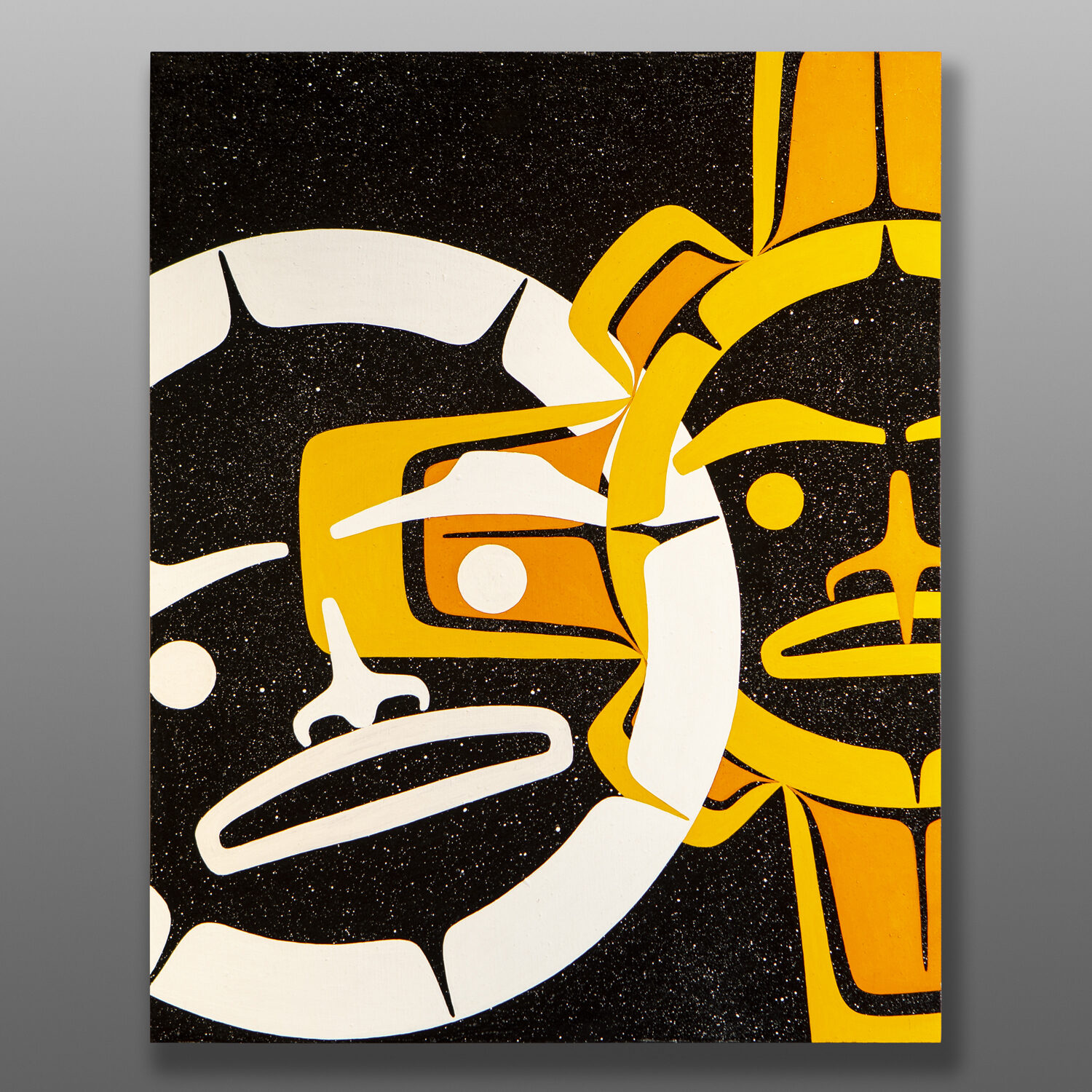 Embrace
Clinton Work
Kwakwaka'wakwAcrylic on birch panel
16” x 20” x 2”
$2000