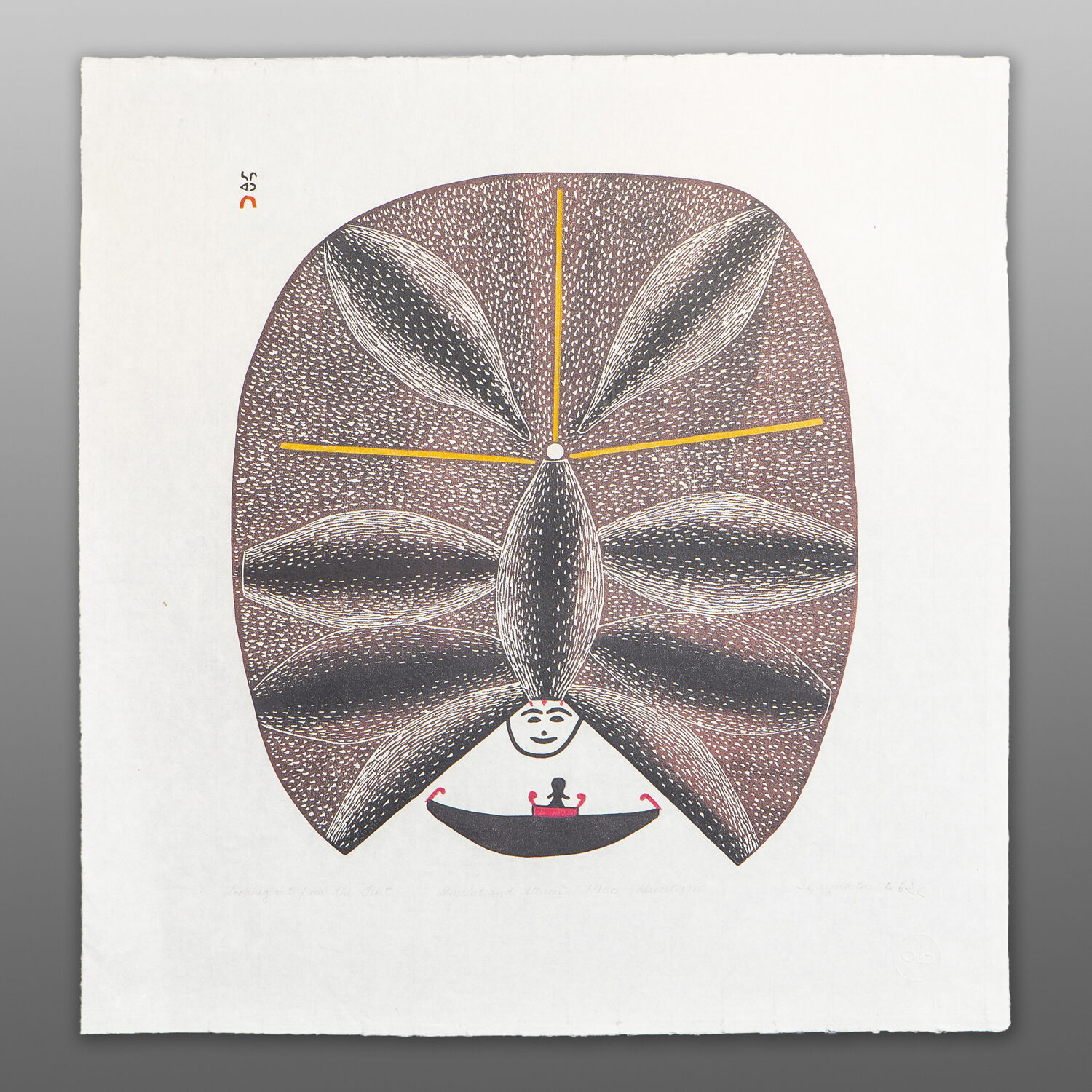 Looking Out from the Tent (1980)
Ikayukta
Inuit
Stonecut & stencil
23½" x 22"
$