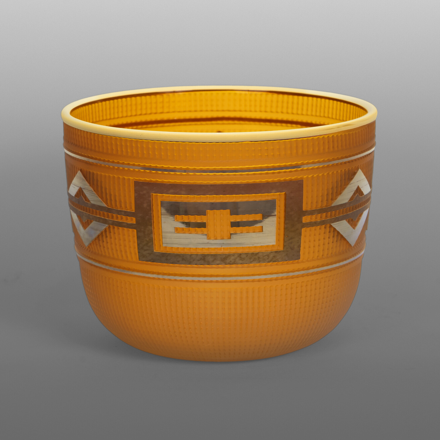 Amber Yellow Basket
Preston Singletary
TlingitBlown & sand-carved glass
5 ¼" x 7"
$3500