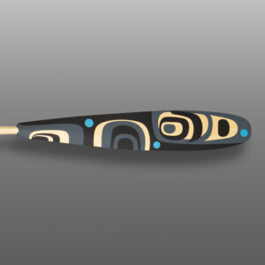 Killerwhale Spirit Paddle II Steve Smith - Dla'kwagila
OweekenoYellow cedar, paint
62½” x 5¾” x 1½”$7800