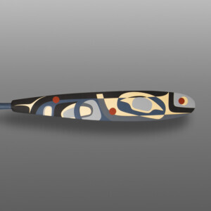 Killerwhale Spirit Paddle ISteve Smith - Dla'kwagila
OweekenoYellow cedar, paint
62½” x 5¾” x 1½”$7800