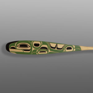 Ganaa'w
Harrison Martin
TsimshianYellow cedar, acrylic
61" x 6" x 1¼"
$2400
