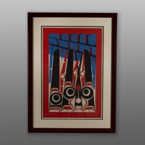 Ravens in Nest
Doug Cranmer (1927 - 2006)
Kwakwaka'wakw
Framed serigraph
36" x 26"
$2800
